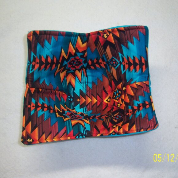 handmade custom microwavable bowl cozy turquoise Aztec - Picture 3 of 3